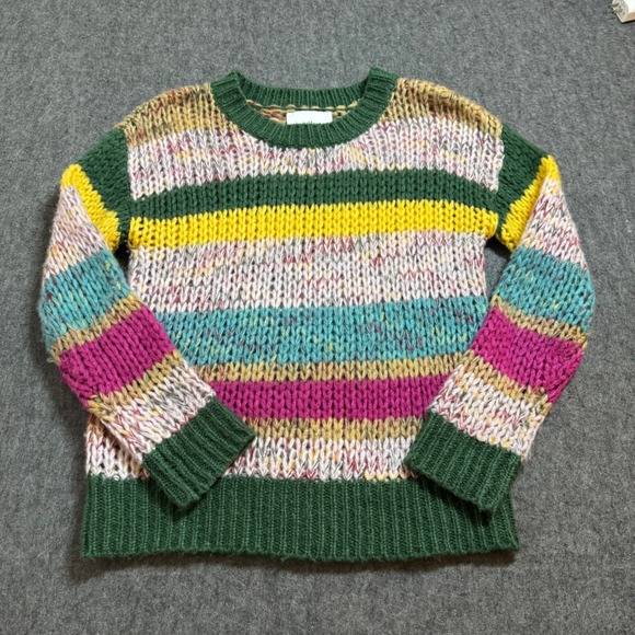 Heartloom Sweaters - Heartloom Womens XS Multi Color Striped Chunky Knit Crewneck Pullover Sweater